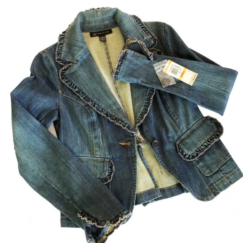 INC Venetian Glam Denim Jacket Blazer Small NWT